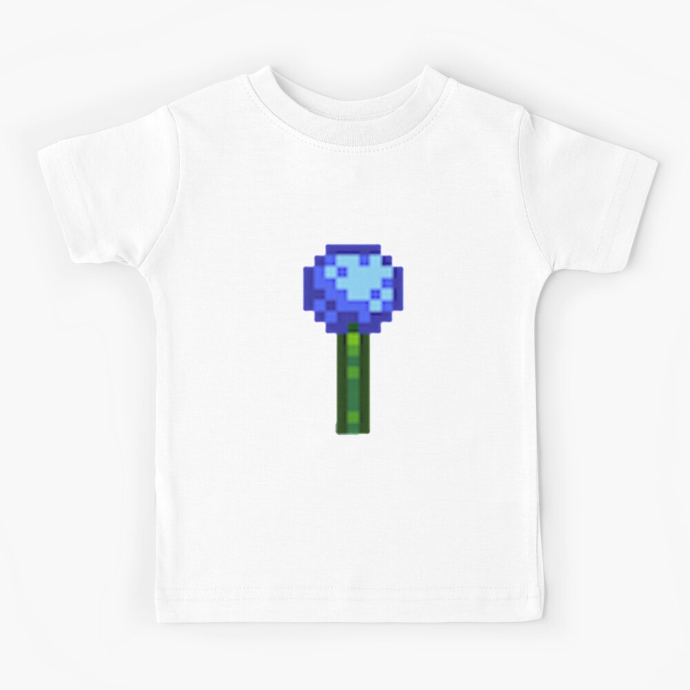  stardew valley pixel blue jazz flower kids t shirt by edevyor redbubble