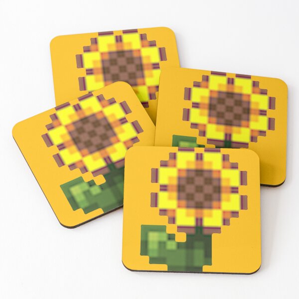 Stardew Valley Pixel Sunflower Coasters (Set of 4)