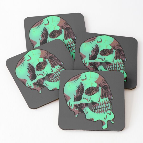 Item preview, teal melting skull designed and sold by lmnopcreations.