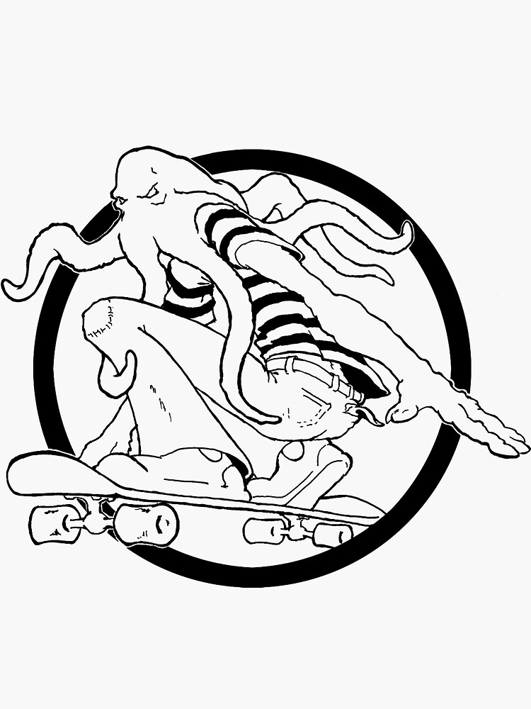 "Cthulhu Skater black" Sticker for Sale by camcrichton Redbubble