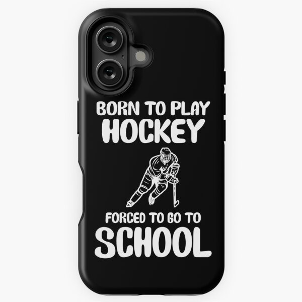 Vista previa del artículo con la obra «Nacido para jugar hockey obligado a ir a la escuela», diseñado y vendido por Merch By ika.
