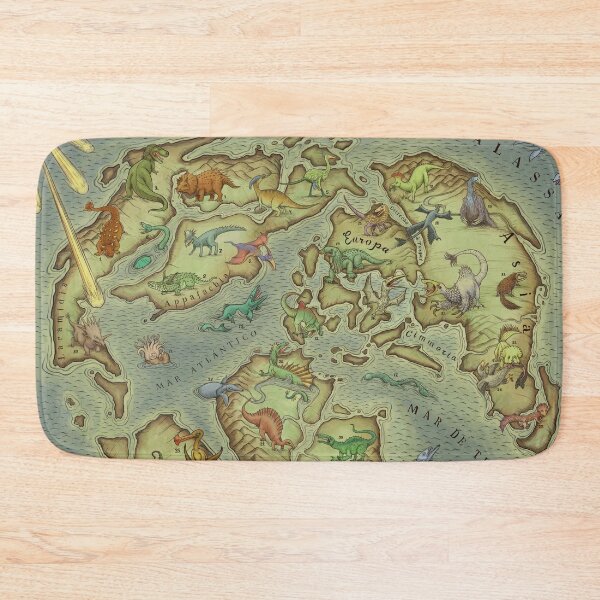 Item preview, CRETACEOUS Period World Map (medieval bestiary style) designed and sold by Mario Lanzas.
