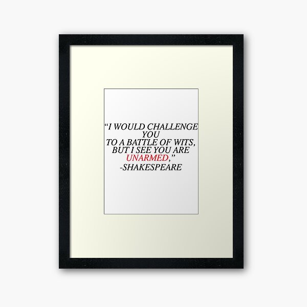 Shakespeare-Battle of Wits Framed Art Print
