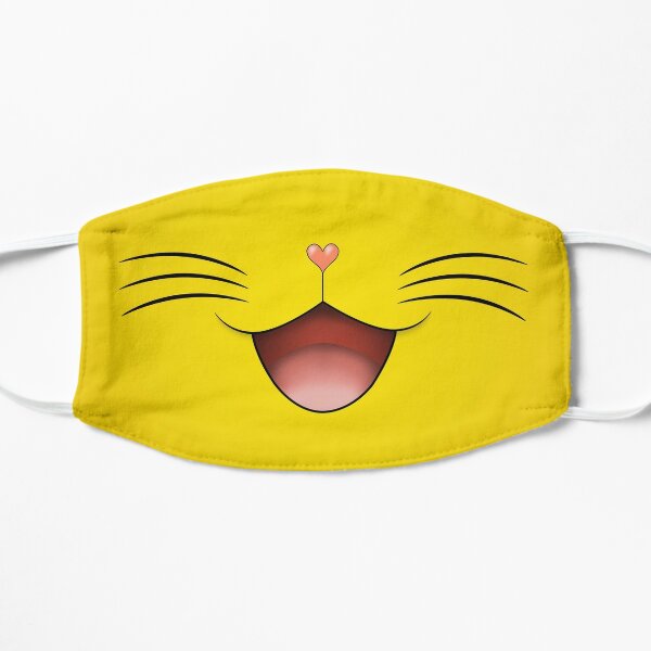 Cute Happy Cat Face Mask Yellow Mask By Neartheknuckle Redbubble