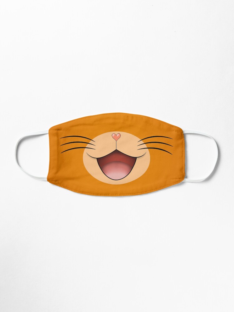 Alternate view of Cute happy smiling cat face mask Orange/Beige Mask