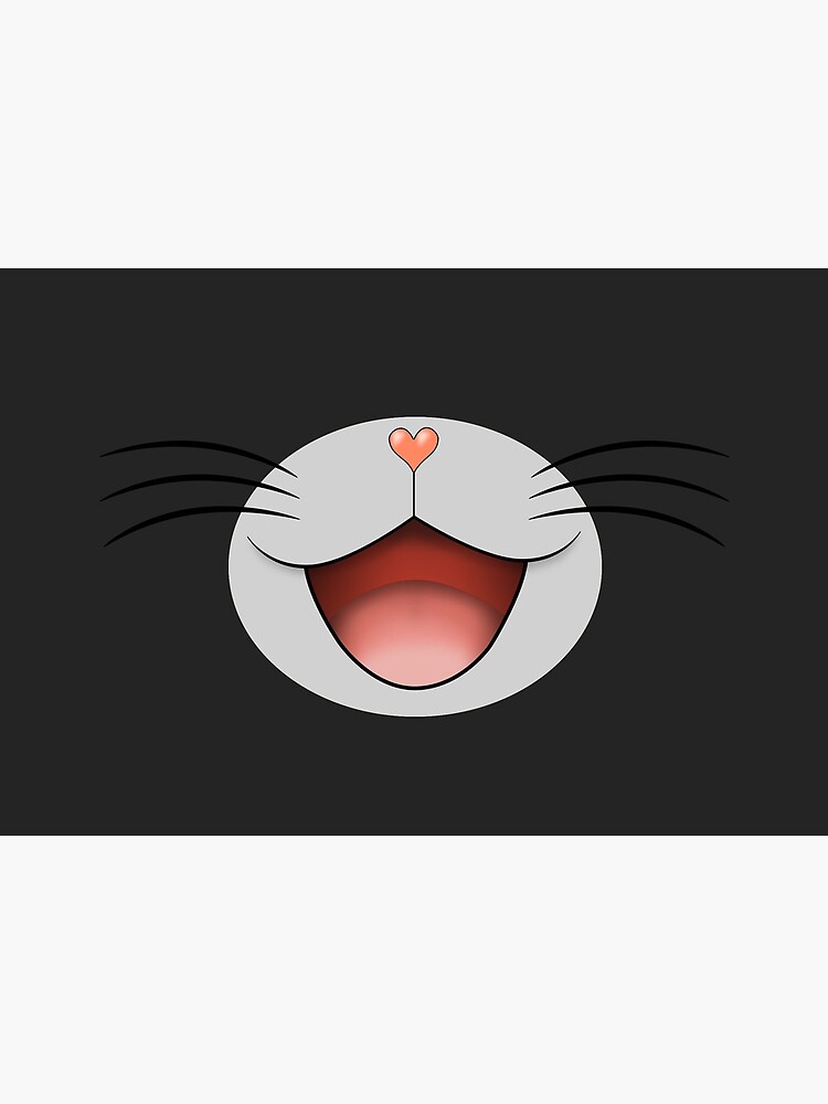 Cute happy smiling cat face mask Dark/Light Grey by NearTheKnuckle