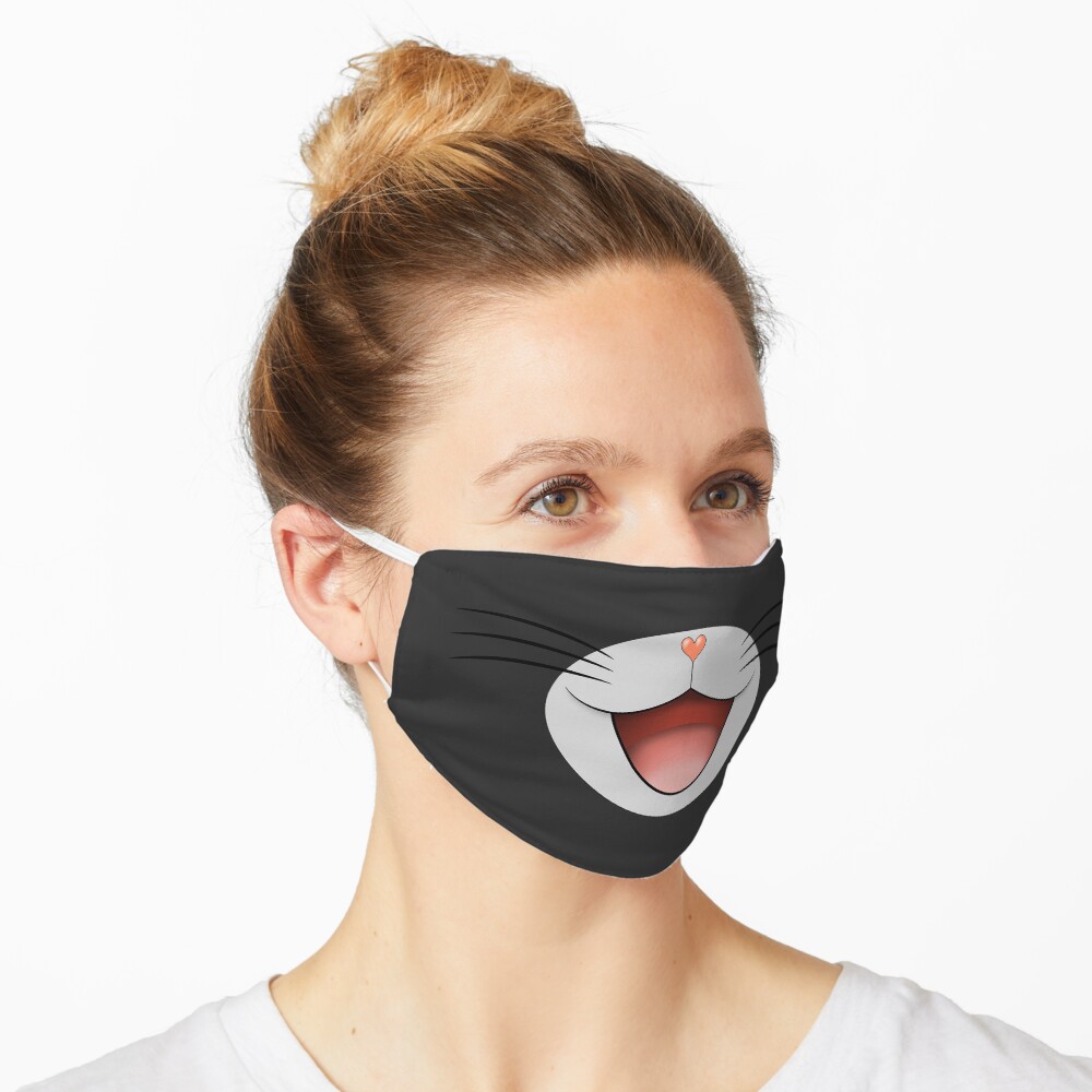 Cute happy smiling cat face mask Dark/Light Grey Mask