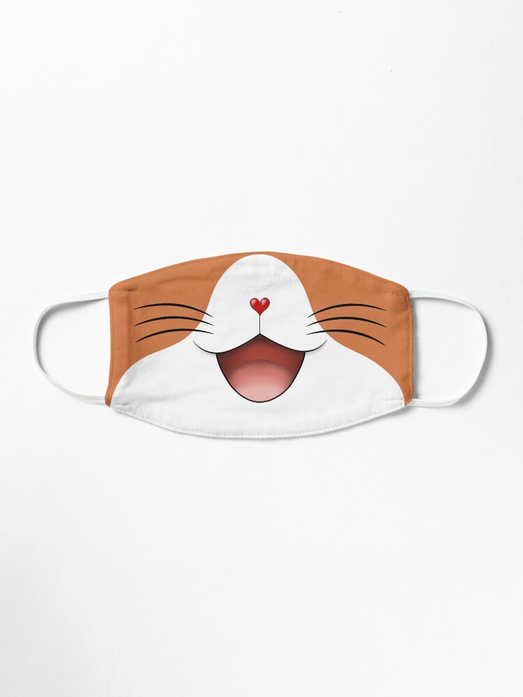 Alternate view of Cute happy smiling cat face mask ginger/white Mask