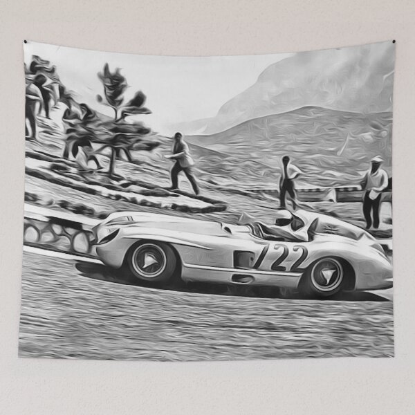 Aperçu de l'œuvre Mercedes Benz 300 SLR Stirling Moss 1955 Mille Miglia Racing Poster créée et vendue par Road To Track.
