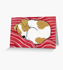 Tired Little Pup - Card Version Greeting Card