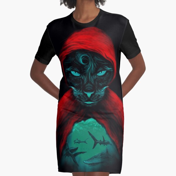 Cat Sharks Graphic T-Shirt Dress