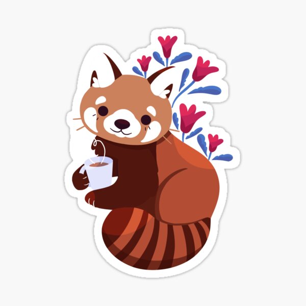 Cute Red Panda Drinking Cup of Black Coffee Sticker for Sale by eyestetix