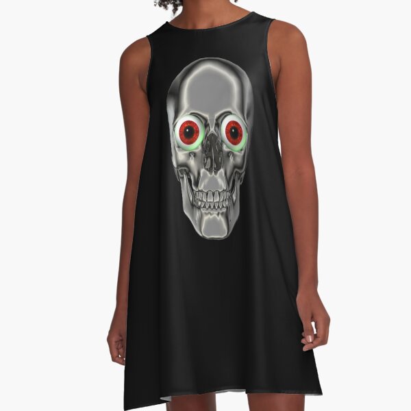 Scary Skull With Eyeballs A-Line Dress