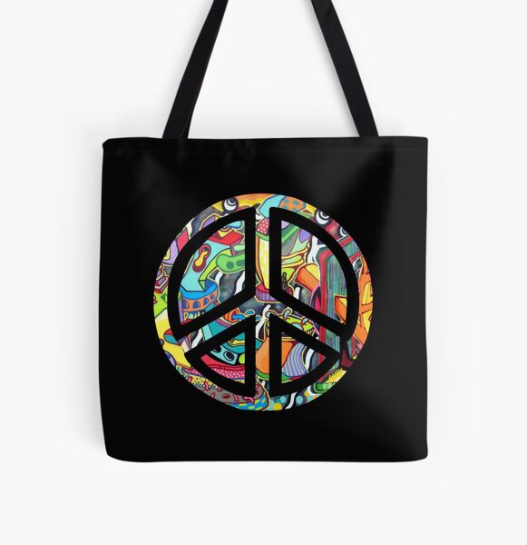 the peace + love graffiti tote