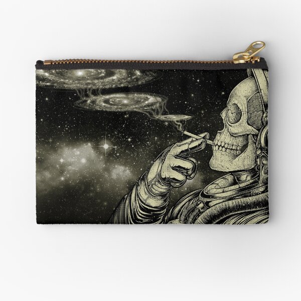 Winya No. 31 Relaxing Skeleton Astroanut Smoking Amoung the Stars in the Space Zipper Pouch