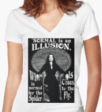 Morticia Addams-"Normal Is An Illusion..." Women's Fitted V-Neck T-Shirt
