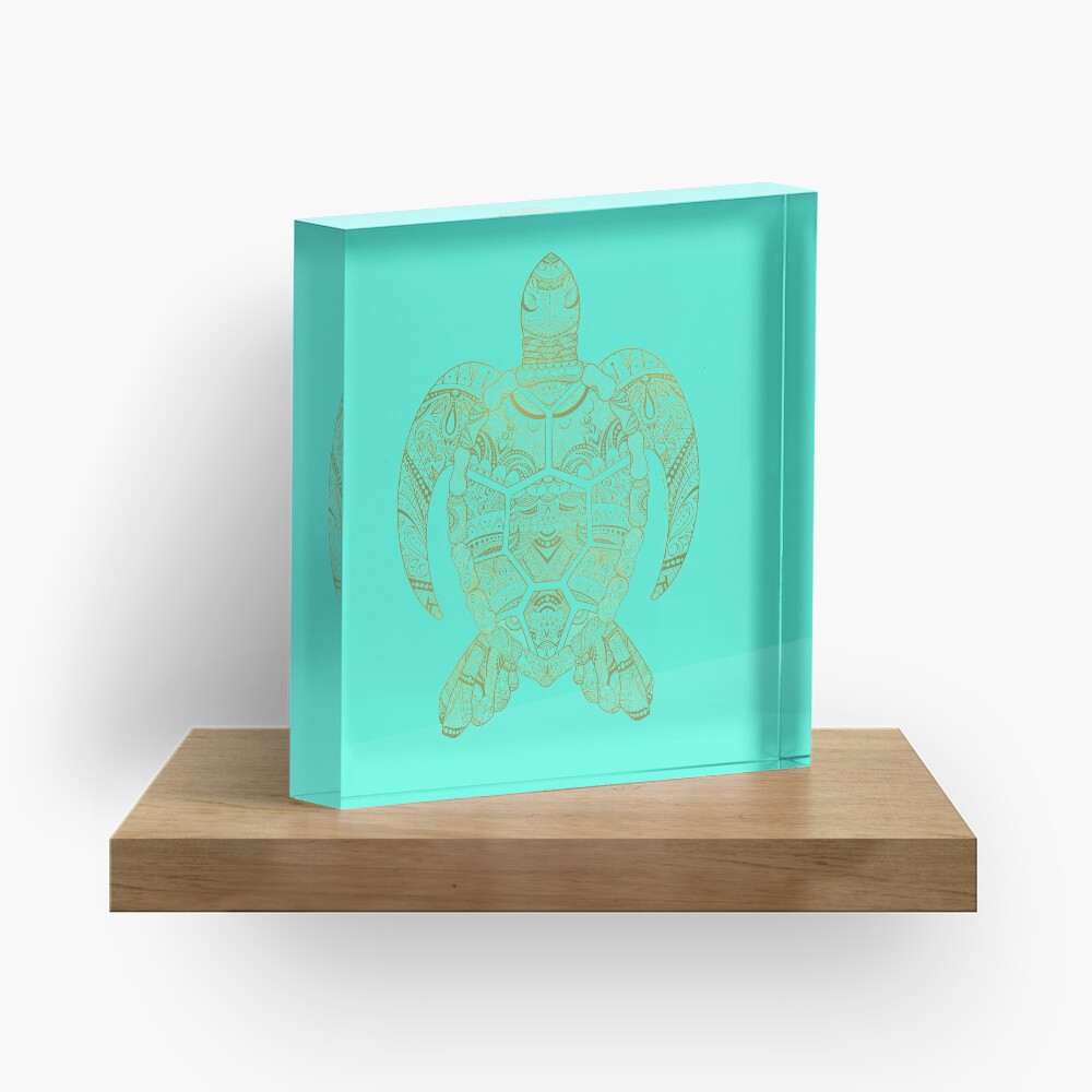 Turtle Mandala (Colorful Edition) Acrylic Block