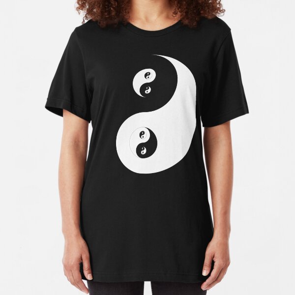 Ying Yang White Slim Fit T-Shirt