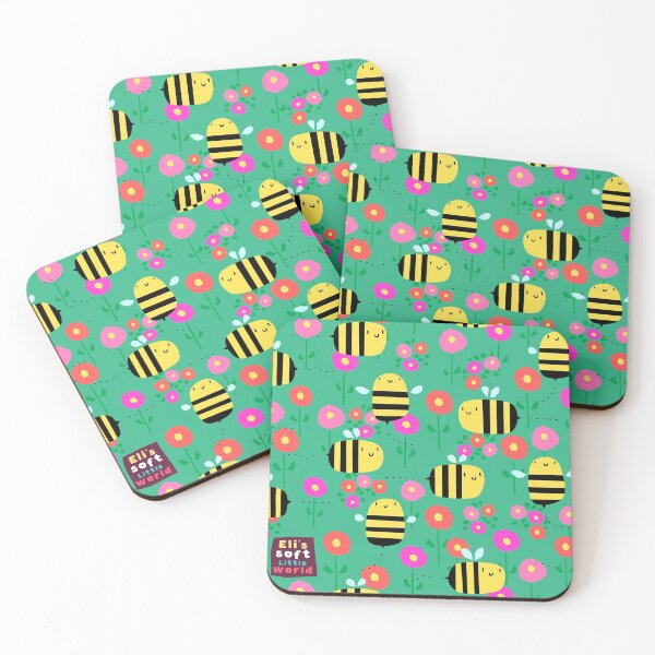Item preview, Cute bees flying through the flowers of a garden. designed and sold by EliSoft.