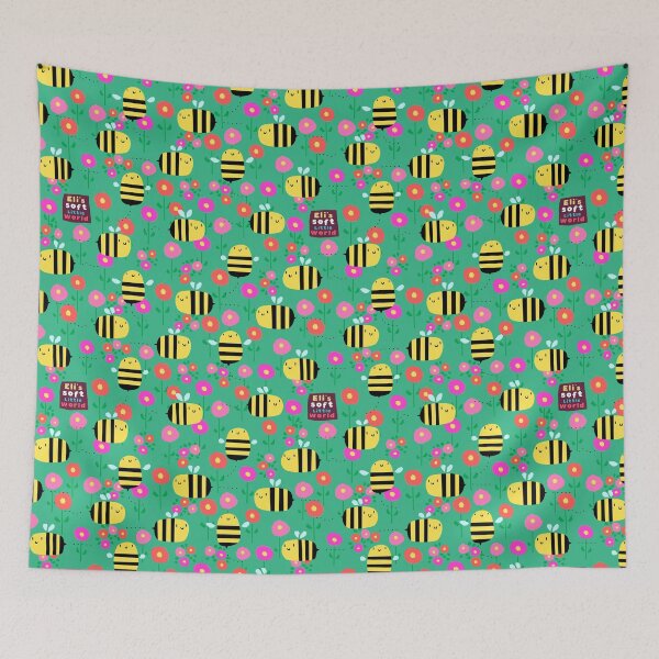 Item preview, Cute bees flying through the flowers of a garden. designed and sold by EliSoft.