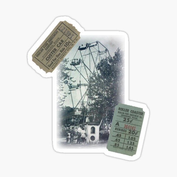 Whalom Park Vintage Photo And Tickets - Ferris Wheel Ride Sticker