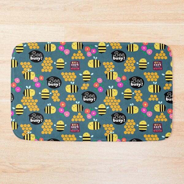 Item preview, Bee busy! Cute honey bees pattern (Blue background variant). designed and sold by EliSoft.