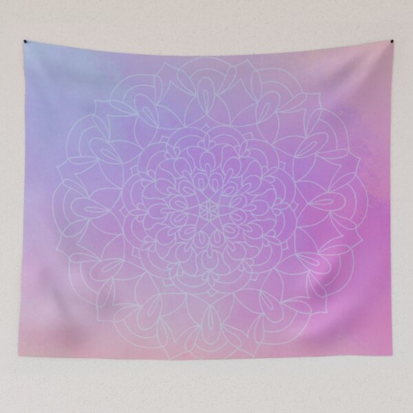 Item preview, Circular Modern Floral Sacred Geometric Art Retro Pastel Rainbow Mandala designed and sold by IZiets.