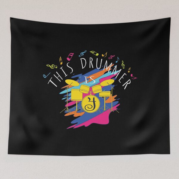 Item preview, This Drummer Is 4 Years Old Drumming 4th Birthday Party print designed and sold by Grabitees.