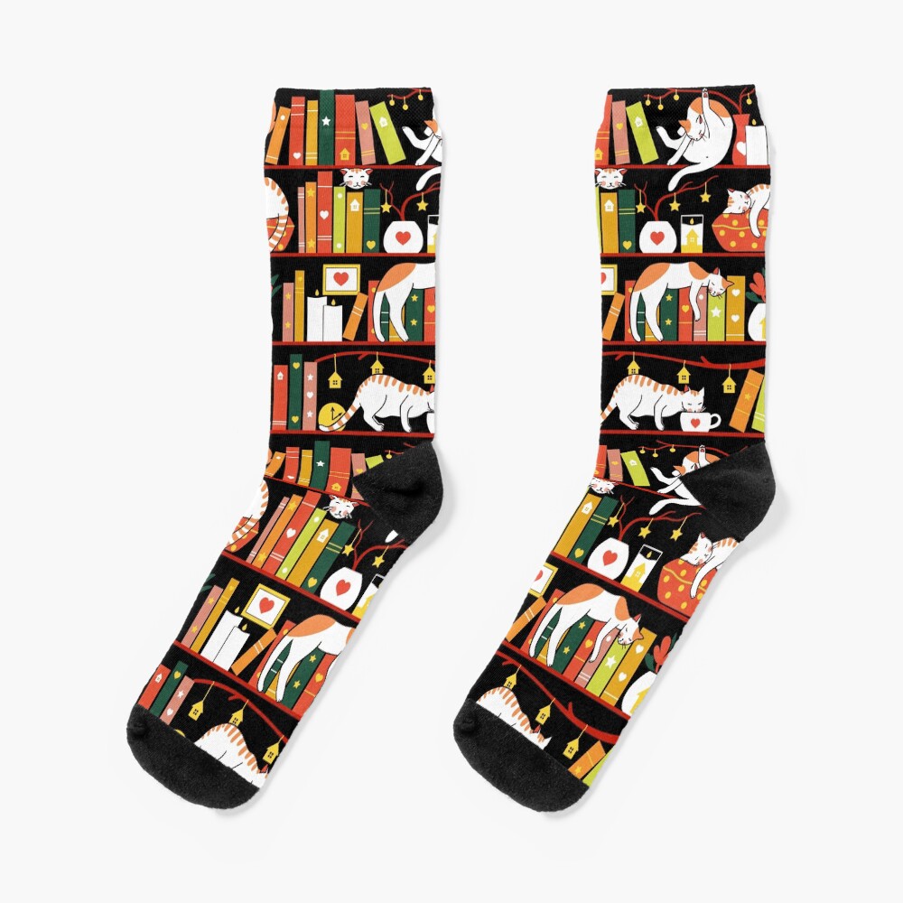 Library cats - autumn colour version Socks