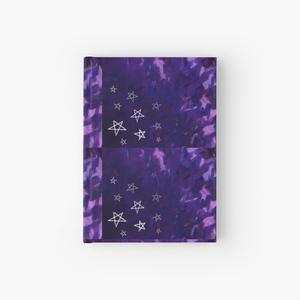 Dark Purple Nighttime, White Stars on Rough Sky Hardcover Journal