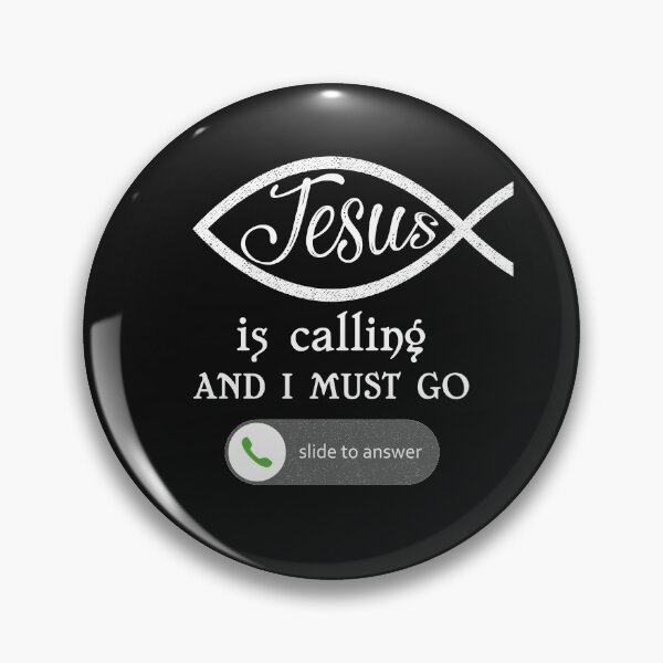 Item preview, Jesus is calling and I must go funny Christian Gifts with joke quotes fish symbol  designed and sold by alenaz.