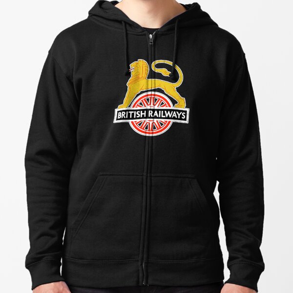 BRITISH RAILWAYS. BR. SIGN. First logo. British Railways. Cycling Lion. Zipped Hoodie