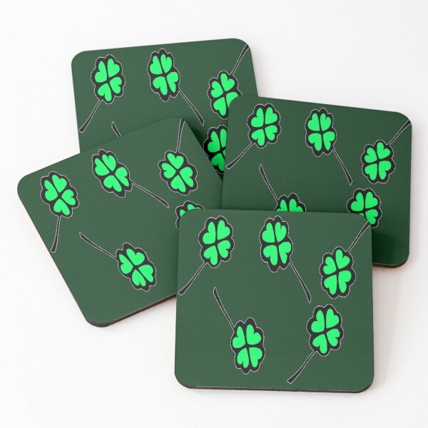 Item preview, Four leaf clove dark green pattern designed and sold by tetibright.