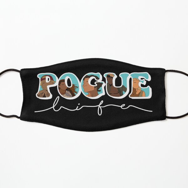 POGUE life letters with characters(black background) Kids Mask
