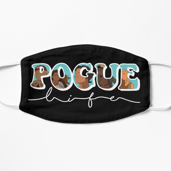 POGUE life letters with characters(black background) Flat Mask