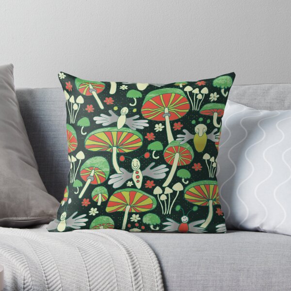 fingerflies and fungi at night Throw Pillow