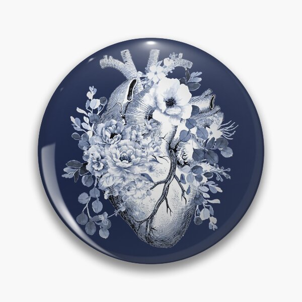 Item preview, Bloom Floral Heart Human Anatomy blue navy style flowers designed and sold by Collagedream.