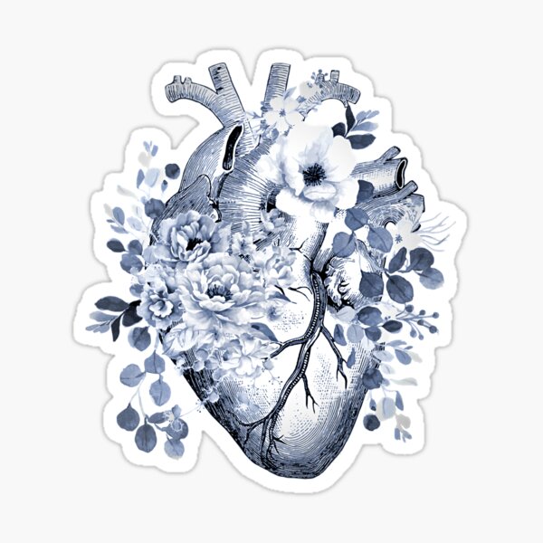 Item preview, Bloom Floral Heart Human Anatomy blue navy style flowers designed and sold by Collagedream.