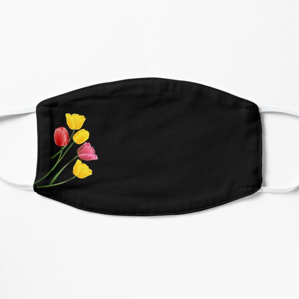 Tulip flower, red yellow rose Flat Mask