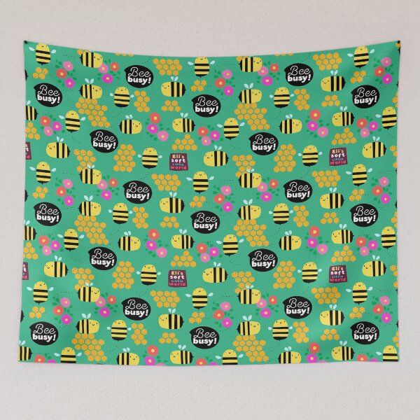 Item preview, Bee busy! Cute honey bees pattern (Green background variant). designed and sold by EliSoft.