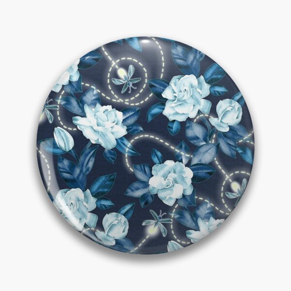 Item preview, Midnight Sparkles - Gardenias and Fireflies in Sapphire Blue designed and sold by micklyn.