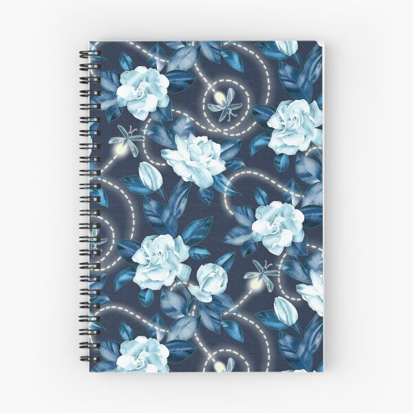 Item preview, Midnight Sparkles - Gardenias and Fireflies in Sapphire Blue designed and sold by micklyn.