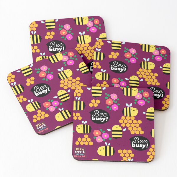 Item preview, Bee busy! Cute honey bees pattern (Purple background variant). designed and sold by EliSoft.