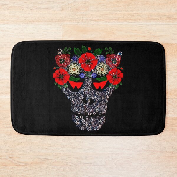 Item preview, Spooky Skull in Ukrainian Flower Crown Wreath - Floral Gothic Metal Skull Halloween Gift designed and sold by r-silver.