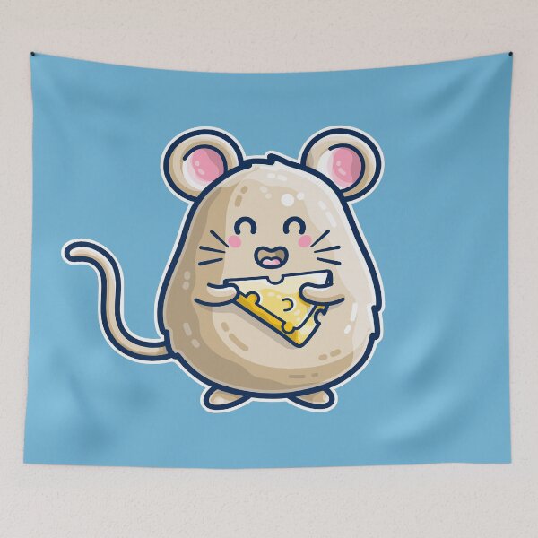 Item preview, Mouse Holding Cheese Kawaii Cute designed and sold by Flaming Imp.