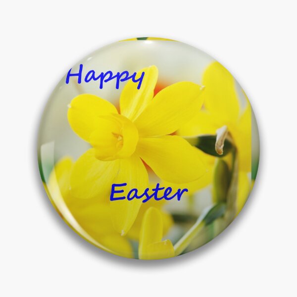 Artikelvorschau, Narcissus 'Twinkling Yellow' Narzisse mit Frohe Ostern Nachricht entworfen und verkauft von Chris Burrows.