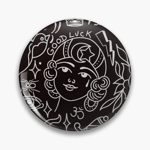 Item preview, Traditional Tattoo flash black pattern girl, dagger, skull, rose designed and sold by SuburbanStoic.