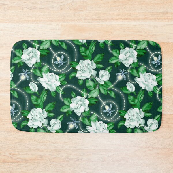 Item preview, Midnight Sparkles - Gardenias and Fireflies in Emerald Green designed and sold by micklyn.
