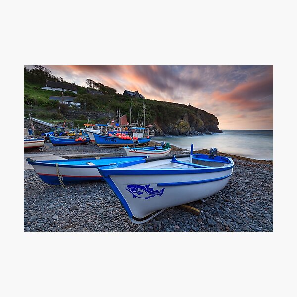 Boats at Sunrise (Cadgwith) Photographic Print