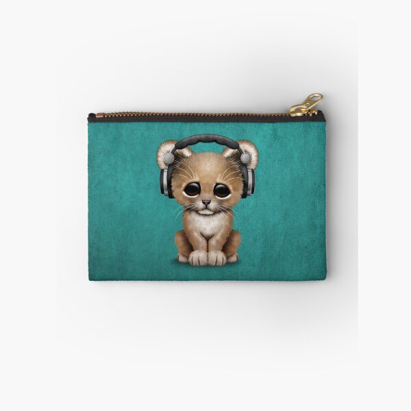 Item preview, Cute Lion Cub Dj Wearing Headphones on Blue designed and sold by JeffBartels.